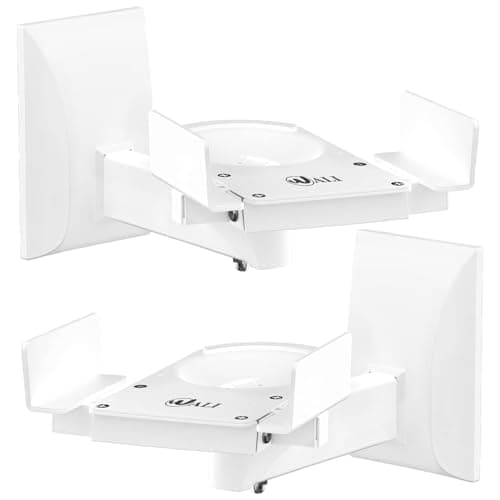 Image of WALI Speaker Wall Mounts, Dual Side Clamping Bookshelf Mounting Bracket for Large Surrounding Sound Speakers, Hold up to 25 kg/55 lbs. (SWM201-W), White