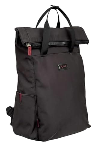 Image of Spirit - Large Rolltop Backpack - Waterproof and Lightweight Clifton Travel Backpack with Multiple Pockets and Adjustable Straps for Comfort - Holiday Rucksack (Black/Burgundy Zips)