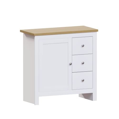Image of Vida Designs Arlington Sideboard 3 Drawer 1 Door Cabinet Cupboard Storage MDF Furniture White