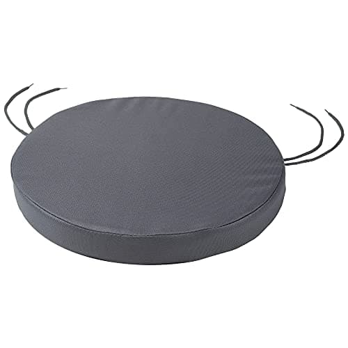 Image of SOFTILLO Round Bistro Circular Chair Cushion with Seat Ties – 35cm, Indoor and Outdoor Furniture Seating, Water-Resistant Polyester, Patio, Kitchen Dining, Lawn & Garden - Graphite