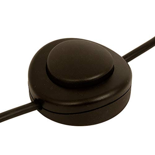 Image of ElekTek Black Lamp Light Push Button In Line Switch, 65mm Diameter, Foot or Hand Operated Press Switch, for 2 or 3 Core Flex