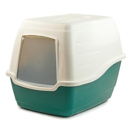 Image of KCT Enclosed Hooded Large Cat Litter Box/Tray/Pet Loo - Green