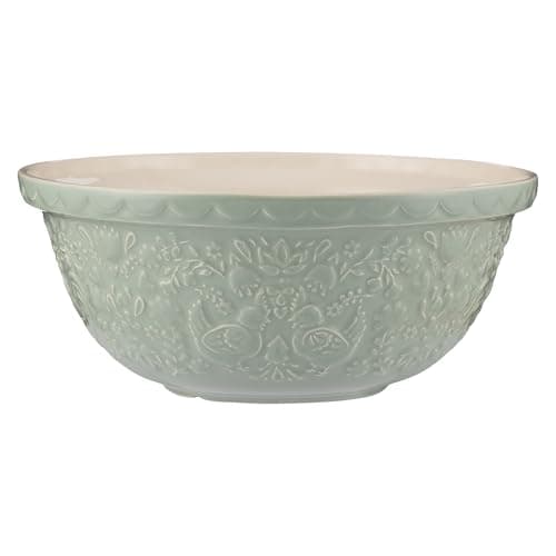 Image of Mason Cash Home to Roost Mixing Bowl | 29cm Earthenware Bowl with Embossed Hen & Cockerel Design | 4L Capacity | Classic Bakeware for Dough, Pastry & Cake Mixing | Dishwasher & Freezer Safe