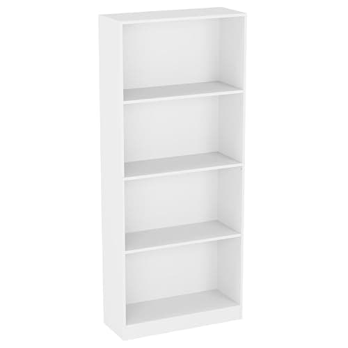 Image of Vida Designs Cambridge 4 Tier Large Bookcase, White Wooden Shelving Display Storage Unit Office Living Room Furniture