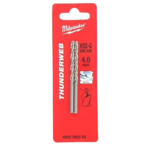 Image of Milwaukee HSS-G THUNDERWEB Metal Drill Bits (2) 4.0mm OL:75mm WL:43mm