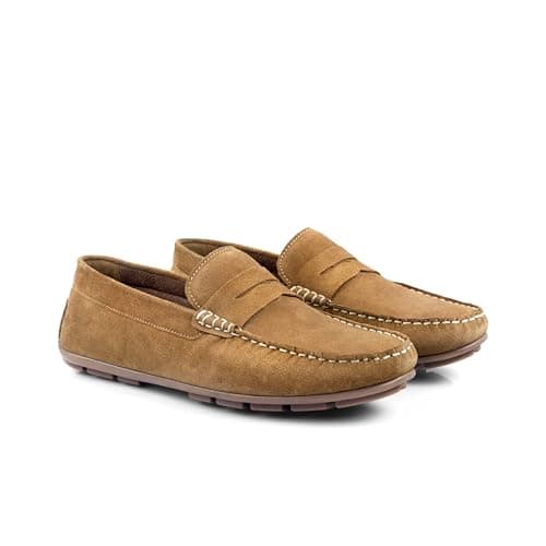 Image of Silver Street London Bari Premium Suede Driving Loafers Shoes for Men Extra Padded Breathable Mens Casual Shoes Comfortable Moccasins Slip On Men Flats, Tan, UK 8