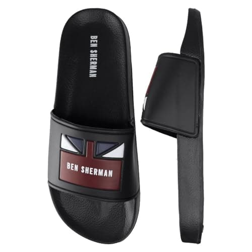 Image of Ben Sherman Union Slip-On Black Synthetic Mens Sliders BS21112_Black_RED