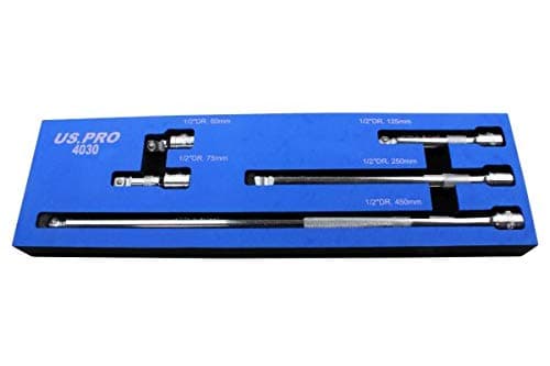 Image of US PRO 5pc 1/2'' Drive Wobble Bar Extension Set, Wobble Bars 50mm - 450mm 4030