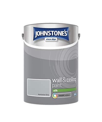 Image of Johnstone's - Wall & Ceiling Paint - Manhattan Grey - Silk Finish - Emulsion Paint - Fantastic Coverage - Easy to Apply - Dry in 1-2 Hours - 12m2 Coverage per Litre - 5L