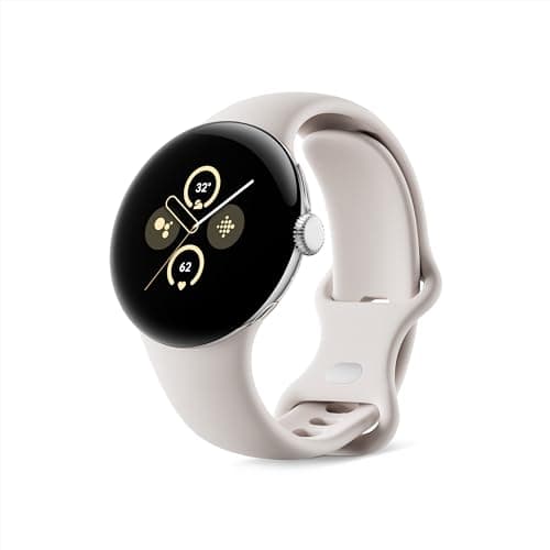Image of Google Pixel Watch 2 with the Best of Fitbit and Google, Android Smart watch - Polished Silver Aluminum Case - Porcelain Active Band - Wi-Fi (Renewed)