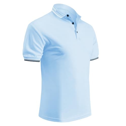 Image of HYCOPROT Men's Polo Shirts Short Sleeve Golf Polo Breathable T Tennis Summer Shirt Outdoor Sports Athletic Moisture Wicking Quick Drying Tshirt for Men Adult Golf Workout Gym Work Regular Fit Blue