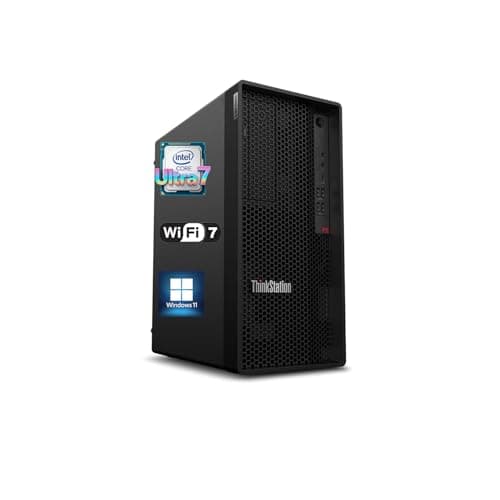 Image of Lenovo ThinkStation P2 Tower Desktop Computer • 20-core Intel Ultra 7 265K Processor • 32GB DDR5 • 1TB SSD • Office 365 for The Web • HDMI + 2X DisplayPort • Wi-Fi 7 • Wired KB & Mouse • Windows 11