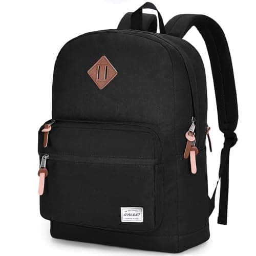 Image of RAVUO School Backpack,Water Resistant 15.6 Inch Black Backpack for Men and Women Laptop Backpack Travel Rucksack College School Bags
