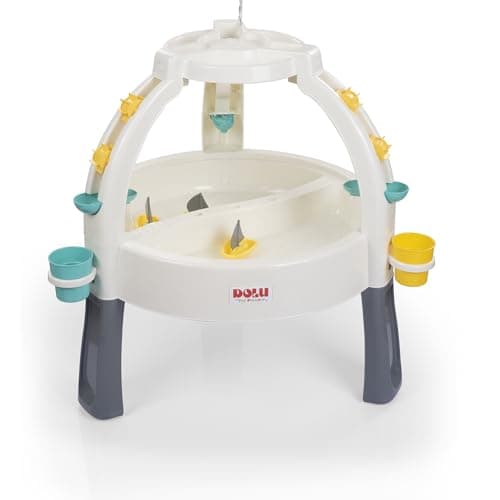 Image of DOLU 2674 Fun Fountain Sand & Water Table for Kids, Activity Table for Water and Sand Play, White/Grey, Suitable for Children from 24 Months and Up, 82x98x98 cm