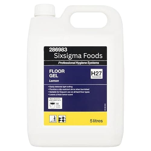 Image of Sixsigma Foods Floor Gel Lemon 5 Litres - Powerful Lemon-Scented Cleaner for Sparkling Floors - Ideal for Kitchens, Bathrooms & Commercial Use Long Lasting Freshness & Shine