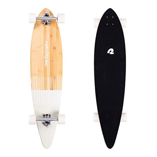 Image of Retrospec Zed Pintail Longboard Skateboard Complete Cruiser | Bamboo & Canadian Maple Wood Cruiser w/Reverse Kingpin Trucks for Commuting, Cruising, Carving & Downhill Riding