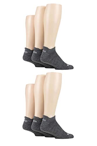 Image of Jeep Mens Trainer Socks Cushioned Breathable Arch Support Performance Low Cut Plain Black Grey White 6 Pack - Charcoal 6-11