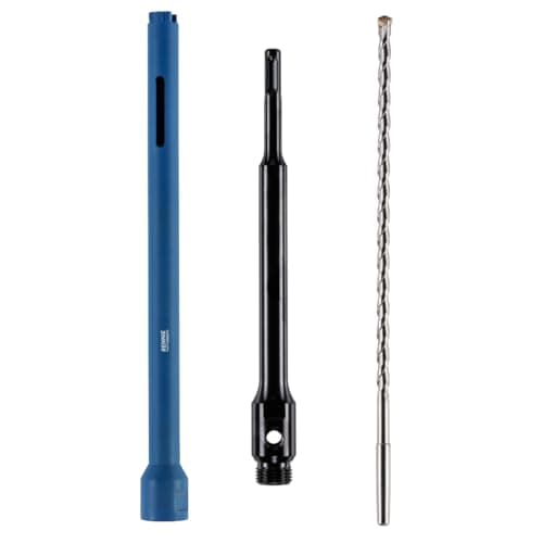 Image of 28mm x 300mm Long Diamond Core Drill Bit Set with 240mm Long SDS Plus Shank Adapter & Centre Drill Bit. To Be Used In Concrete Masonry Brick Block Stone Granite