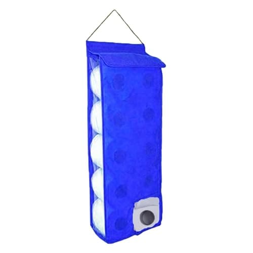 Image of YNR Hanging Toilet Roll Holder – Wall Mounted Storage Dispenser Holds 10 Roll, Fabric Toilet Roll Storage, Bathroom Toilet Roll Holder & Wall Mounted Toilet Roll Storage | (Blue)