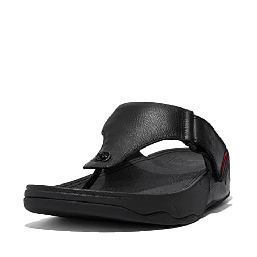 Image of Fitflop Men's Trakk Ii Post - Leather Open Toe Sandals, Black All Black 090, 9 UK