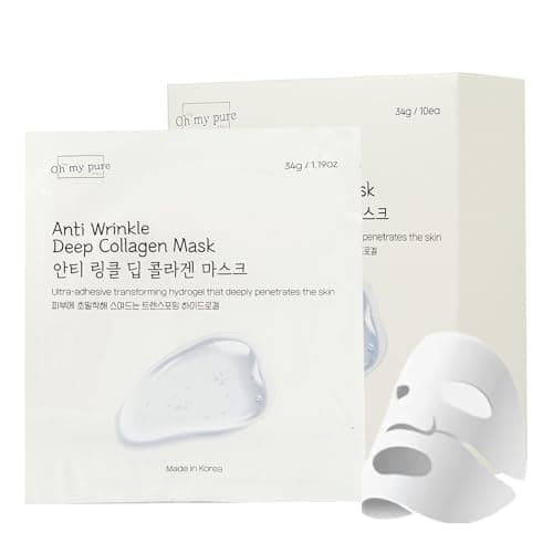 Image of Oh My Pure Anti Wrinkle Face Mask with Collagen Hydrogel, 5 Pack, Maximum Moisturization, Improves Skin Texture, Affordable Luxury, Radiant Skin, Reduces Fine Lines and