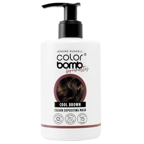 Image of Jerome Russell Colour Bomb Brunettes – COOL BROWN Colour Depositing Hair Mask – Semi-Permanent Nourishing Colour & Shine Treatment – Vegan, Cruelty-Free, 300 ml