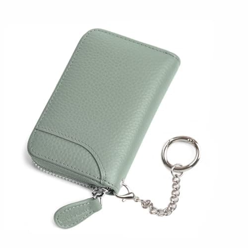 Image of GADIEMKENSD Credit Card Holder RFID Sleeves Wallets Slim Carteras para Mujer Tarjeteros De Mujer Mini Purse for Travel Debit Card & Money Organizers Change Holder Wallet with Keyring Gray Blue
