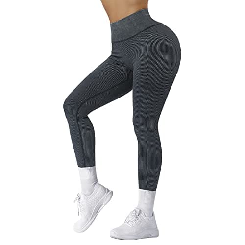 Image of DOULAFASS Women Ribbed Leggings Yoga Pants High Waisted Workout Gym Leggings