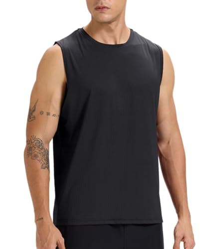 Image of Rane Sports Men's Sleeveless Shirt Workout Training Tank Top Gym Quick-Drying Running Athletic Muscle Shirt Black L