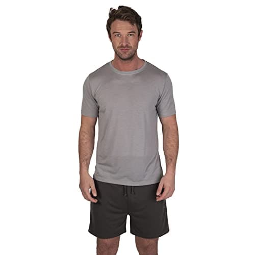 Image of Light & Shade Men’s Loungewear Set T-Shirt & Shorts Cotton Pyjamas with Drawstring Waist Casual Nightwear Set (Grey, S)