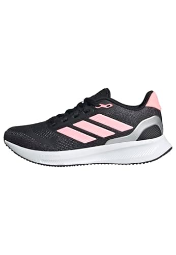 Image of adidas Unisex Kids RUNFALCON 5 Shoes Junior, Core Black/Pink/Silver Metallic, 3 UK