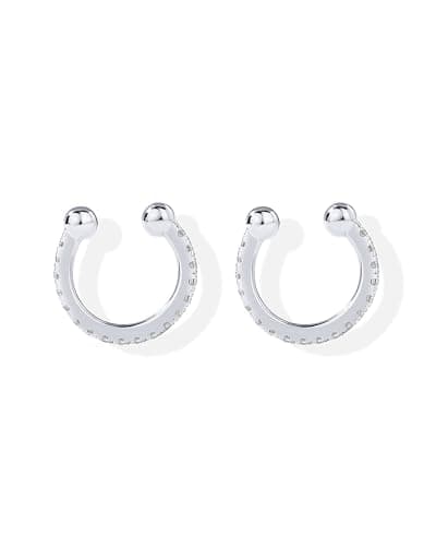 Image of PAVOI 14K Gold Plated 925 Sterling Silver Cubic Zirconia Sparkling Round Huggie Ear Cuff Earrings in Rose Gold, White Gold and Yellow Gold