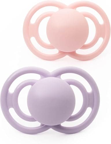 Image of MAM Perfect Soothers | 6-18 Months | 2 Pack | Comes in Dummy Steriliser Case | Sustainable Materials | Baby Accessories | Pink/Lilac (Various Designs)