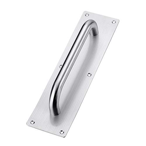 Image of Tiberham Sliding Door Handle, Heavy Duty Stainless Steel Pull Push Door Handles with Back Plate, Gate Handle Toilet Door Pull Plate Wooden Cabinet Cupboard Handle Hardware (300 x 80 mm)
