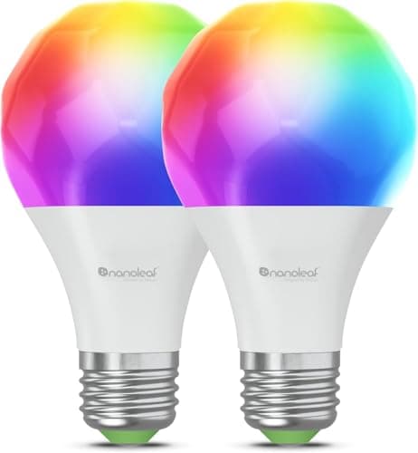 Image of Nanoleaf E27 Smart LED Bulbs, RGB Colour-Changing WiFi Lights, Alexa/Google Home Compatible, 9W Dimmable Remote Control, 2700K-6500K, Matter & Bluetooth Sync, Hub Required, 2 Pack