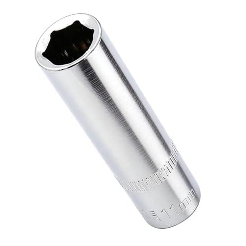 Image of Youzzei 11mm Deep Socket 3/8" Drive, 6 Point 3/8 Inch Square Drive Socket, Polishing CR-V Alloy Steel 11mm Metric Sockets 2.52" Length for Car Repair Mechanical Maintenance Home Use