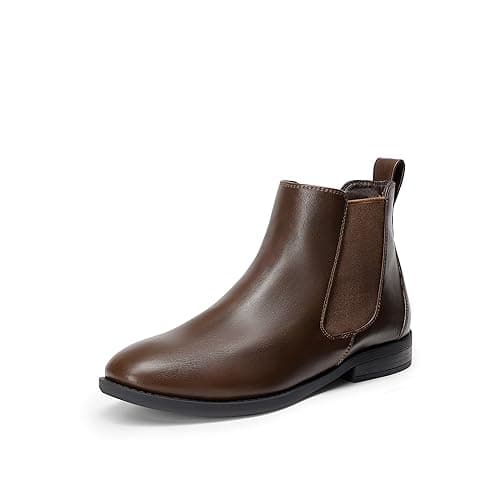 Image of DREAM PAIRS Women's Ankle Chelsea Waterproof Women Walking Leather Comfy Ladies Boots,Size 5.5,Brownish/Yellow/Pu,DAB213