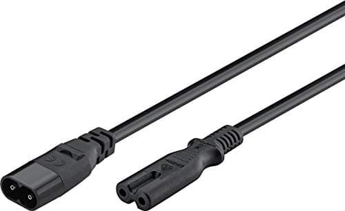 Image of electrosmart 2m IEC C7 Figure 8 Extension Lead Power Cable – C8 Male Plug to C7 Female Jack Socket (Black)