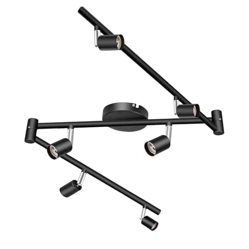 Image of HURYEE Kitchen Lights,6 Way Adjustable Modern Ceiling Spotlights, Flexible Foldable Arms Ceiling Lights Kits for Bedroom, Kitchen and Living Room (Black Matt) (KL0006)