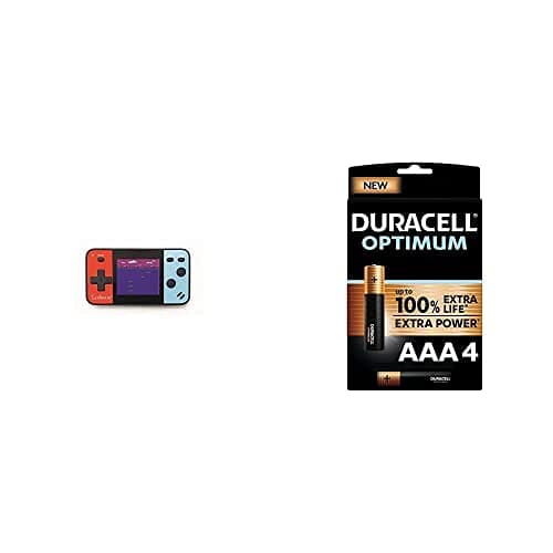 Image of LEXIBOOK JL1895 Portable Handheld Console Cyber Arcade Pocket 150, 1.8" (4.5cm) Color LCD Screen, Gaming Toy for Kids/Teenagers, Blue/red+Duracell NEW Optimum AAA Alkaline Batteries [Pack of 4]