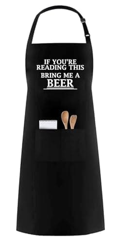 Image of PB TECH Funny Cooking Apron for Men 'If You're Reading This Bring Me a Beer' Perfect Novelty Gift for Birthdays or Father’s Day