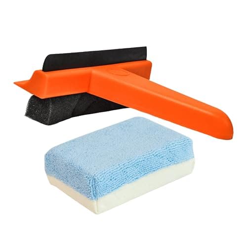 Image of Tek Automotive Twin Pack Car Demister Pad & 3-in-1 Ice Scraper Squeegee Set – Windscreen De-Icer, Microfibre & Chamois Pad, Winter Car Kit