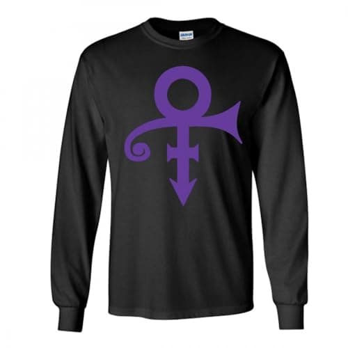 Image of Prince Unisex-Adult Official Merch Purple Love Symbol Long Sleeve Shirt, Black, L