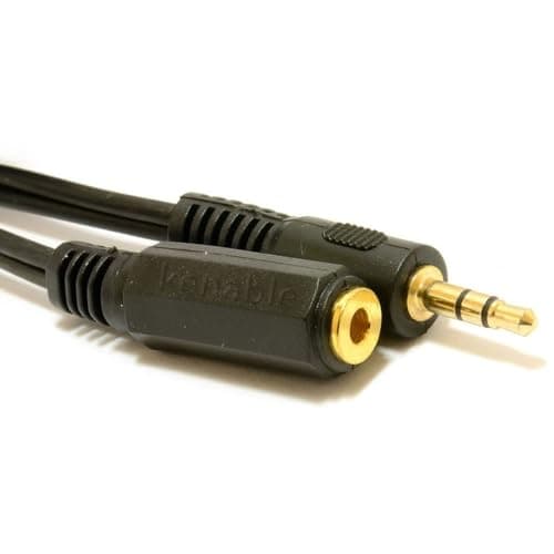 Image of kenable 3.5mm Stereo Jack to Socket Headphone Extension Cable Gold Plated Connectors 1.5m Black