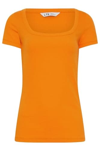Image of Long Tall Sally - LTS Tall Square Neck Ribbed T-Shirt - Women's Orange