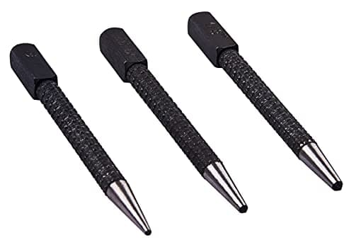 Image of Amtech 3 pc Centre Punch Set with Knurled Grip & Square Head, Heat-Treated Carbon Steel for Precise Metal & Wood Work
