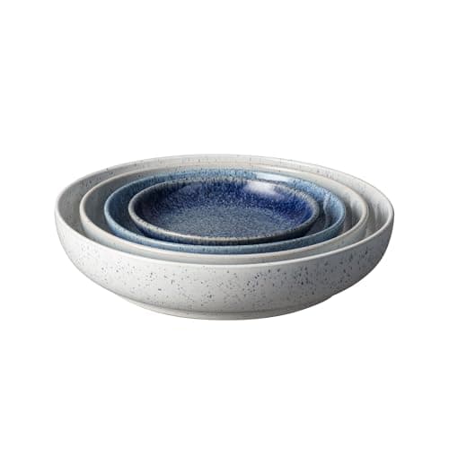 Image of Denby - Studio Blue Nesting Bowls 4 Piece Set - Dishwasher, Microwave and Freezer Safe Crockery, 150ml - 1500ml - Ceramic Stoneware Tableware - Chip & Crack Resistant