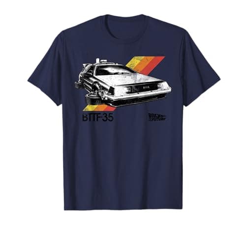 Image of Back To The Future 35th Retro Stripe DeLorean T-Shirt