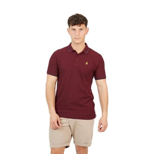 Image of BRAVE SOUL Mens Polo Shirts– Ideal for Sports, Travel, and Casual Outings or Weekend Wear Polo Shirt for Men UK, Burgundy Colour, Size: X-Large