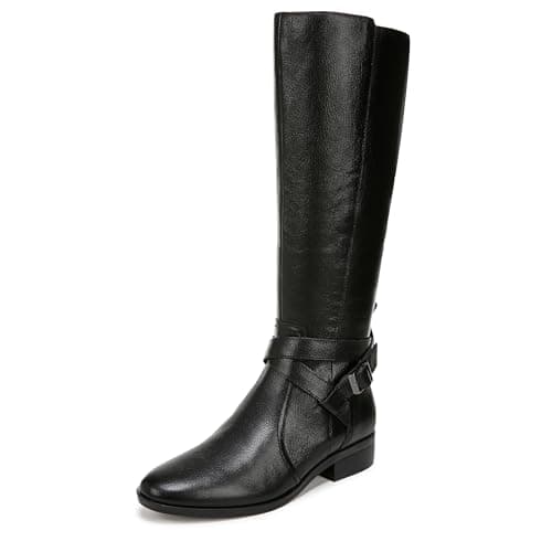 Image of Naturalizer Womens Rena2 Flat Knee High Boots, Wide Fit, Black Leather, UK 5